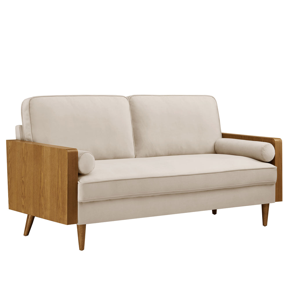 Kellan Performance Velvet Sofa in Walnut Almond