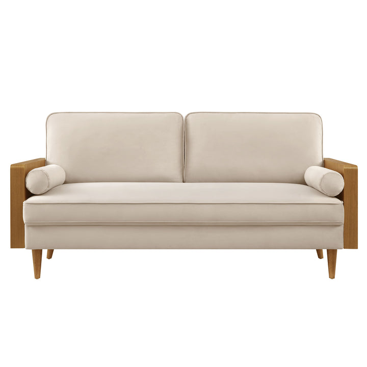 Kellan Performance Velvet Sofa in Walnut Almond