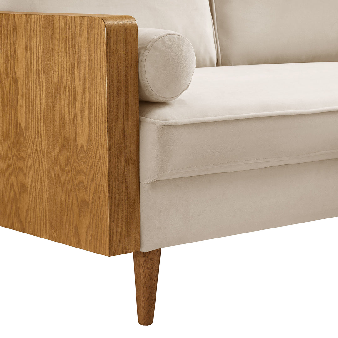 Kellan Performance Velvet Sofa in Walnut Almond