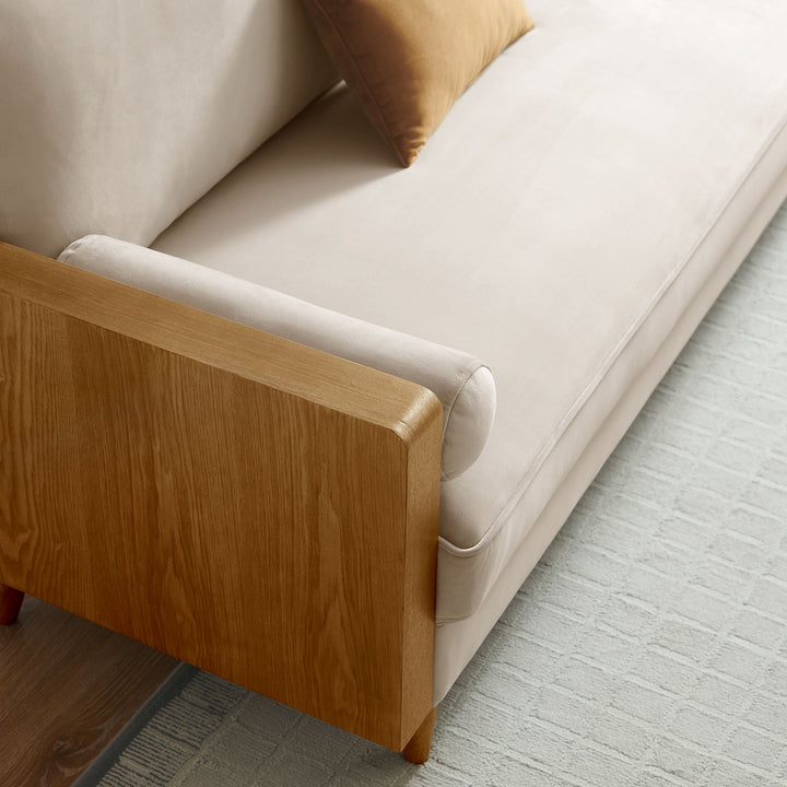 Kellan Performance Velvet Sofa in Walnut Almond