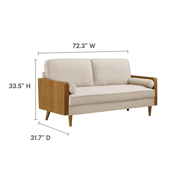 Kellan Performance Velvet Sofa in Walnut Almond