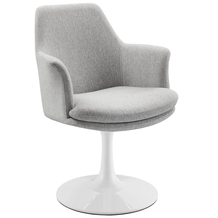 Lippa Swivel Dining Upholstered Armchair in White Light Gray