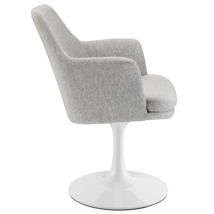 Lippa Swivel Dining Upholstered Armchair in White Light Gray