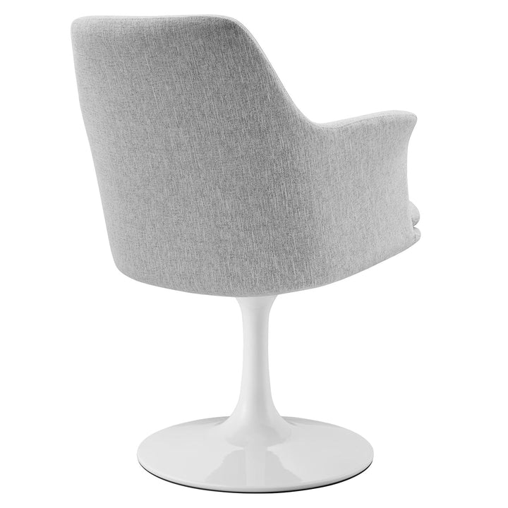 Lippa Swivel Dining Upholstered Armchair in White Light Gray
