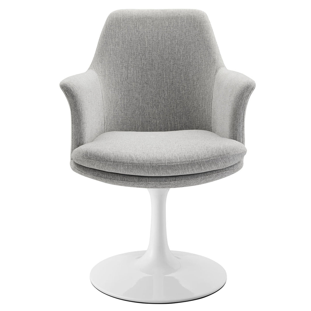 Lippa Swivel Dining Upholstered Armchair in White Light Gray