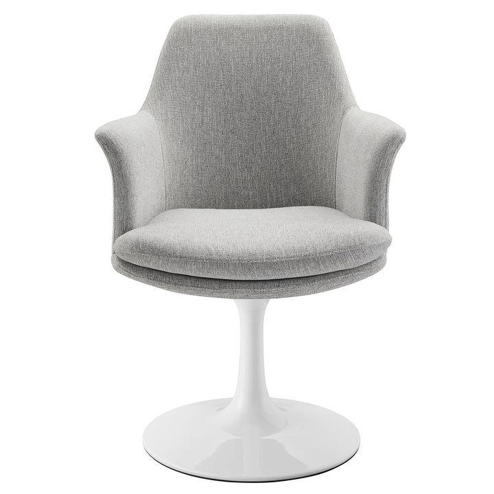 Lippa Swivel Dining Upholstered Armchair in White Light Gray