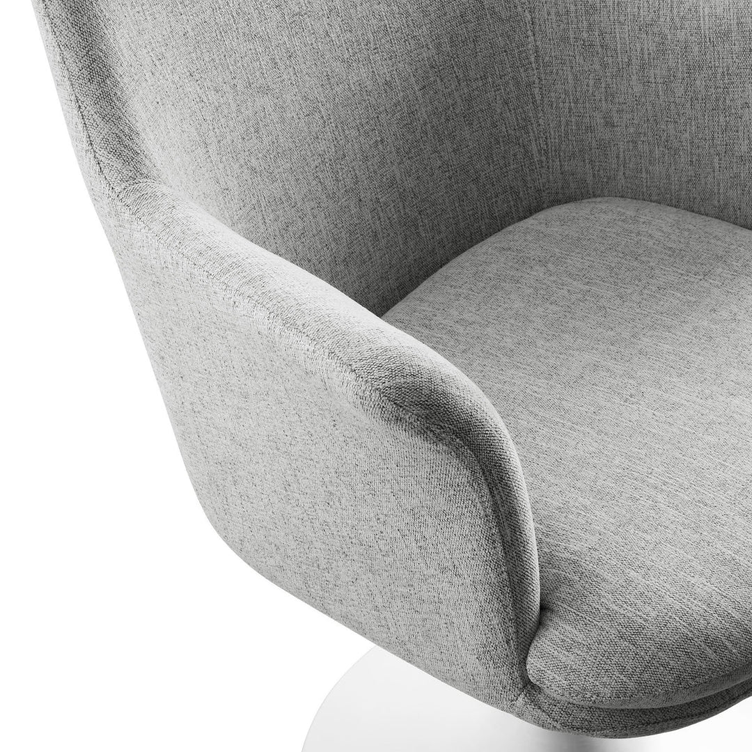Lippa Swivel Dining Upholstered Armchair in White Light Gray