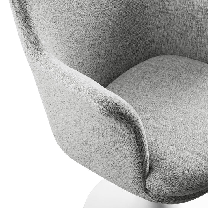 Lippa Swivel Dining Upholstered Armchair in White Light Gray