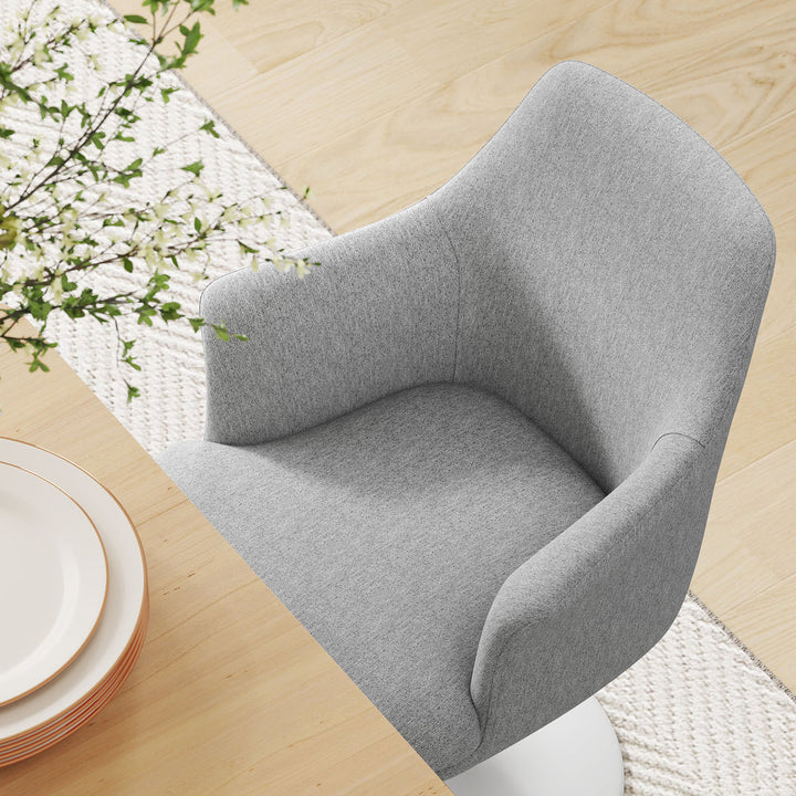 Lippa Swivel Dining Upholstered Armchair in White Light Gray