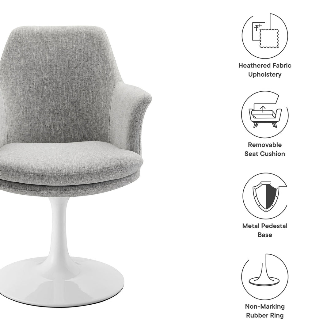 Lippa Swivel Dining Upholstered Armchair in White Light Gray