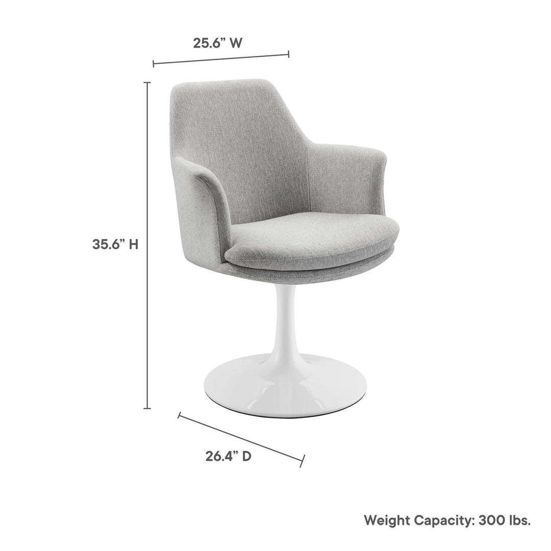 Lippa Swivel Dining Upholstered Armchair in White Light Gray