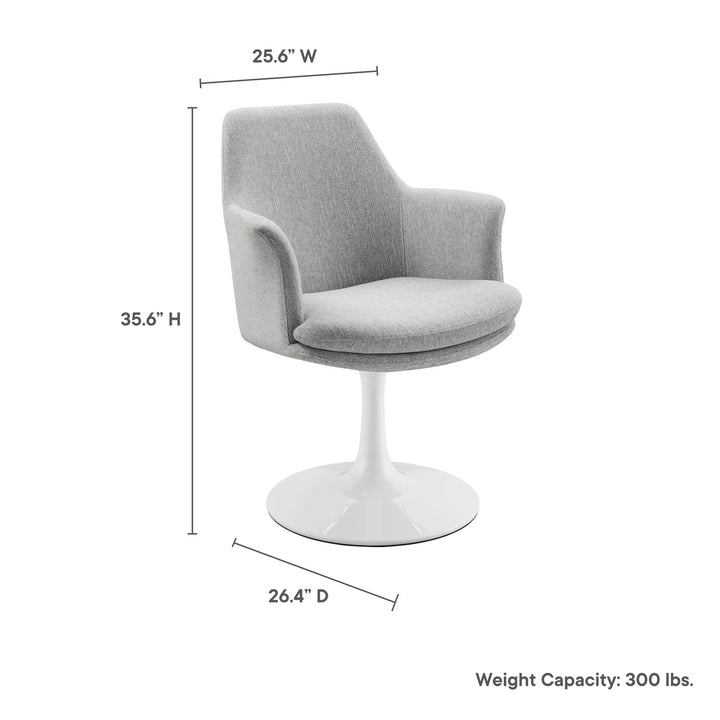 Lippa Swivel Dining Upholstered Armchair in White Light Gray