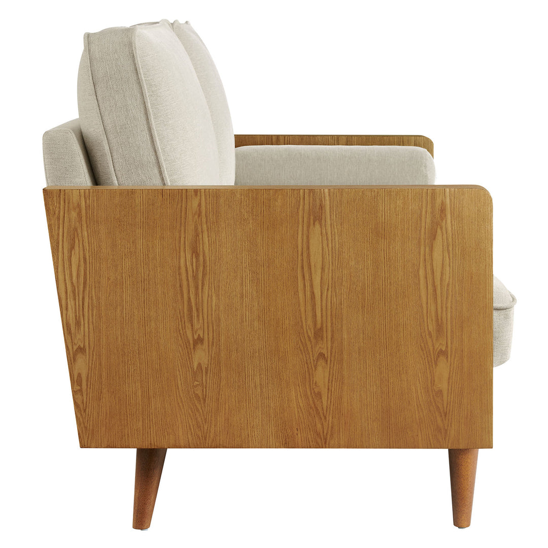 Kellan Heathered Fabric Upholstered Sofa in Walnut Heathered Weave Light Beige