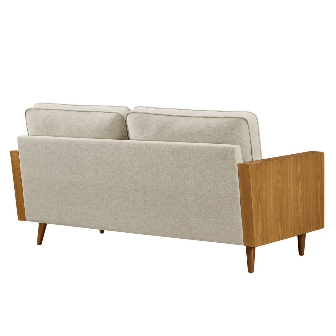 Kellan Heathered Fabric Upholstered Sofa in Walnut Heathered Weave Light Beige