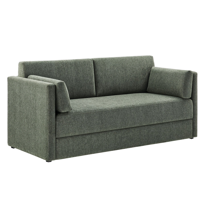 Linden Upholstered Heathered Chenille Sofa in Eucalyptus