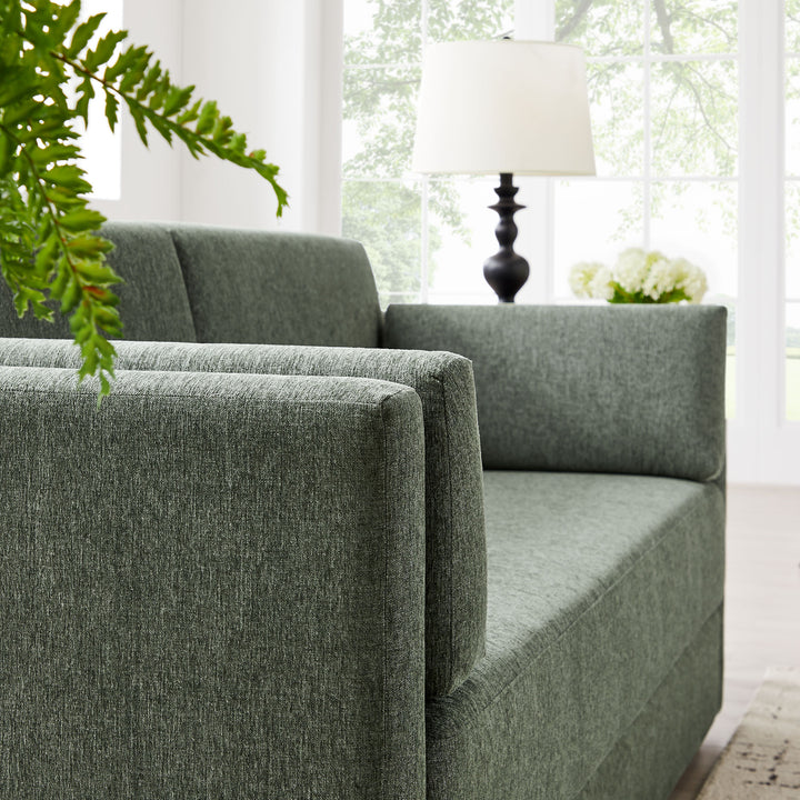 Linden Upholstered Heathered Chenille Sofa in Eucalyptus