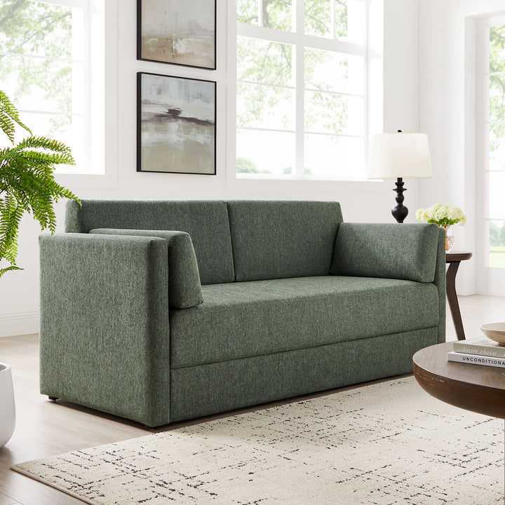 Linden Upholstered Heathered Chenille Sofa in Eucalyptus