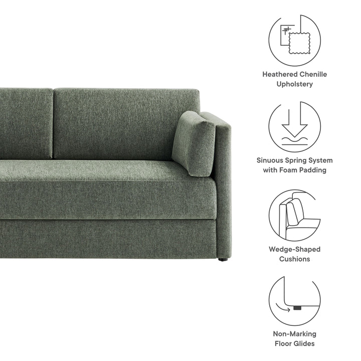 Linden Upholstered Heathered Chenille Sofa in Eucalyptus