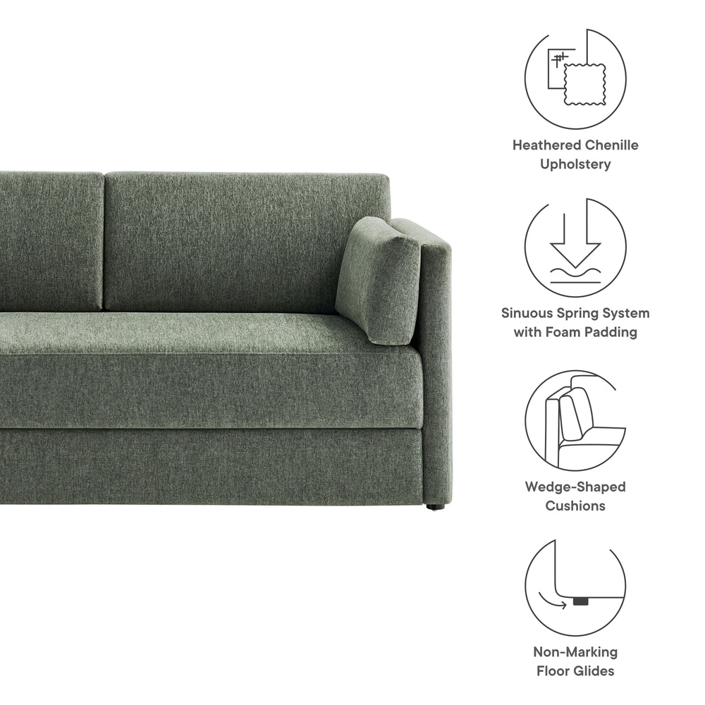 Linden Upholstered Heathered Chenille Sofa in Eucalyptus