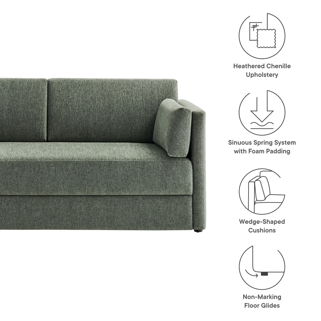 Linden Upholstered Heathered Chenille Sofa in Eucalyptus