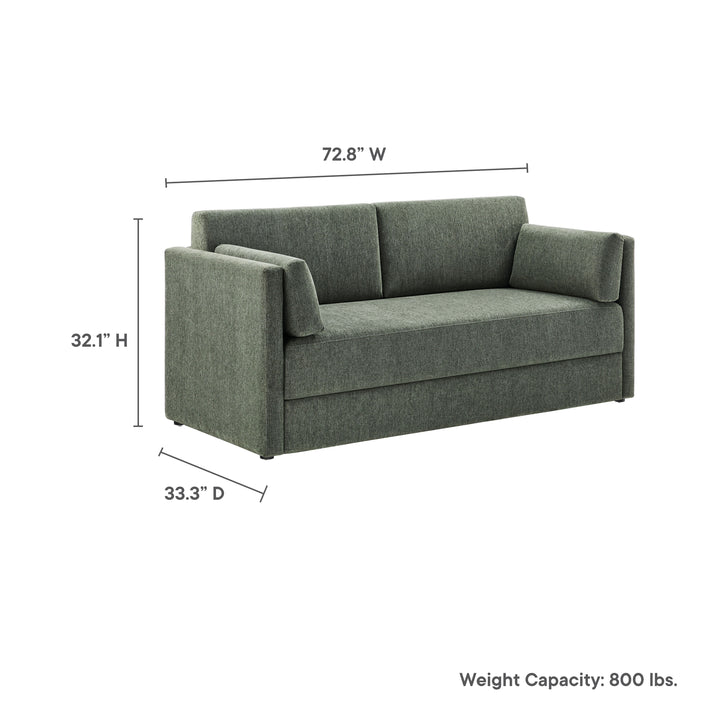 Linden Upholstered Heathered Chenille Sofa in Eucalyptus