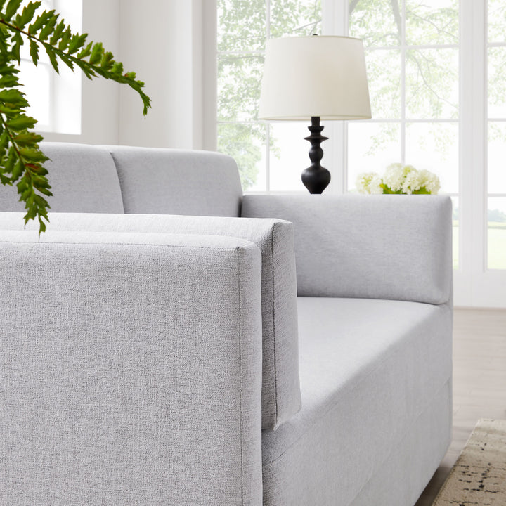 Linden Upholstered Heathered Chenille Sofa in Newsprint