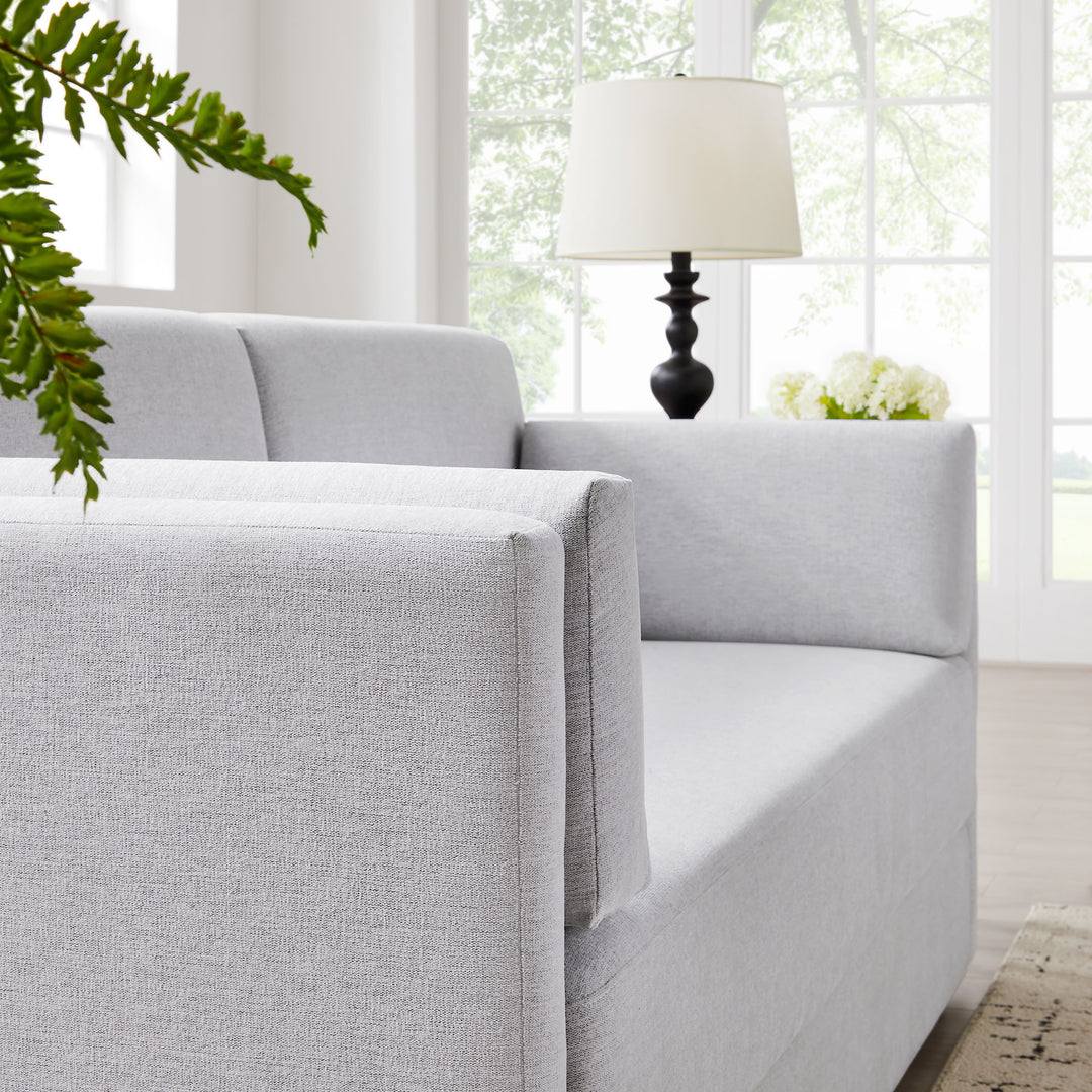 Linden Upholstered Heathered Chenille Sofa in Newsprint