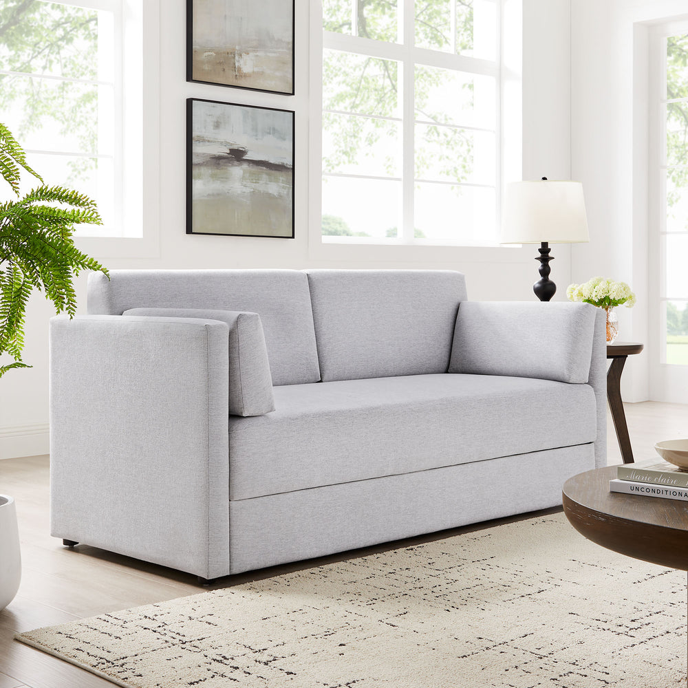 Linden Upholstered Heathered Chenille Sofa in Newsprint