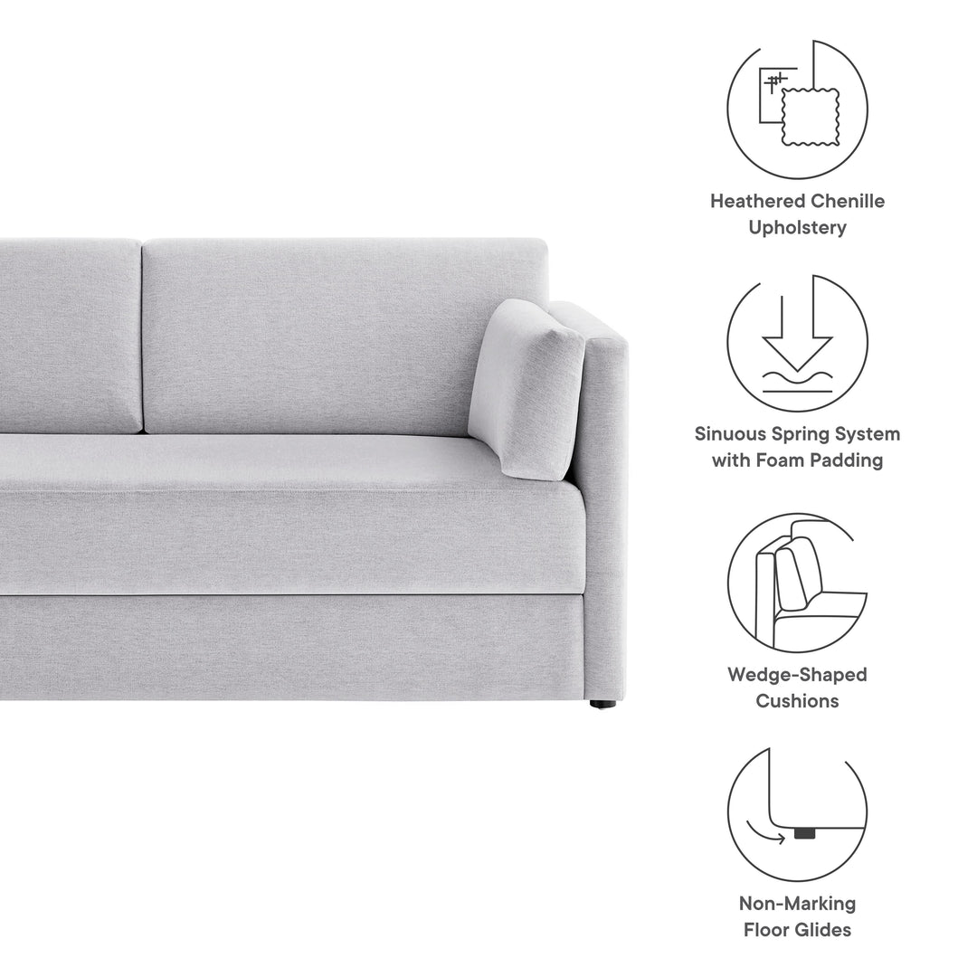 Linden Upholstered Heathered Chenille Sofa in Newsprint