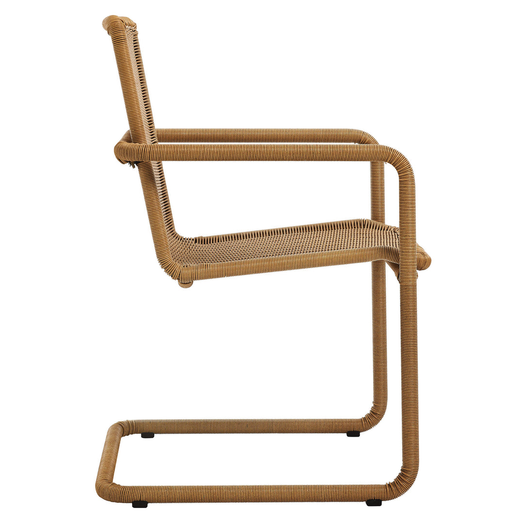 Abacus Outdoor Patio Wicker Dining Chairs Set of 2 in Natural