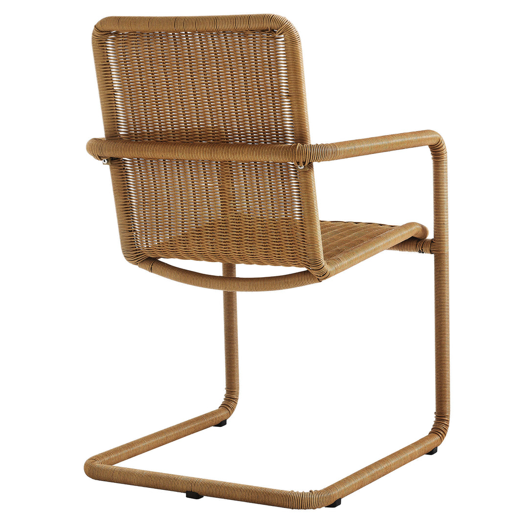 Abacus Outdoor Patio Wicker Dining Chairs Set of 2 in Natural