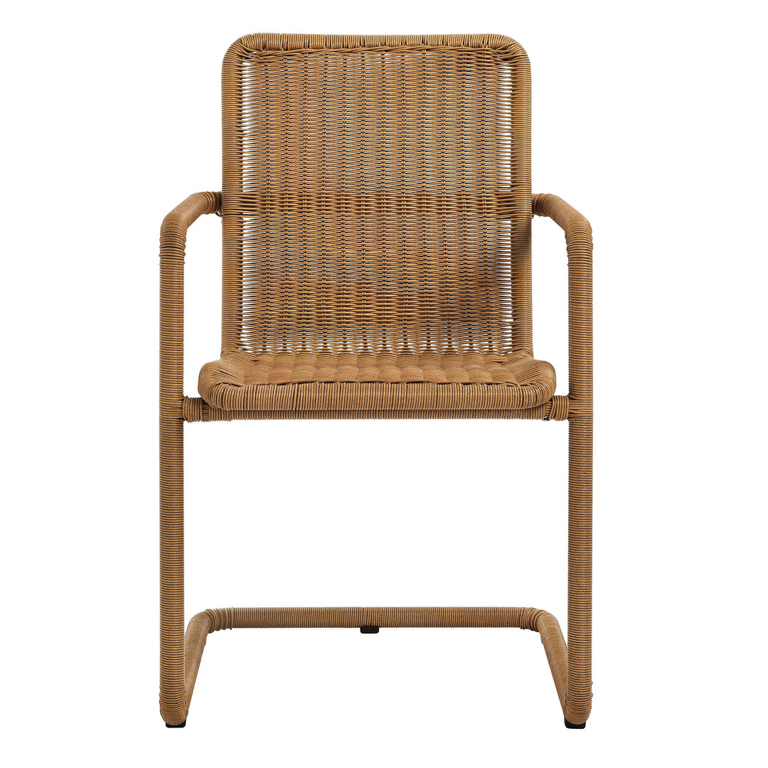 Abacus Outdoor Patio Wicker Dining Chairs Set of 2 in Natural