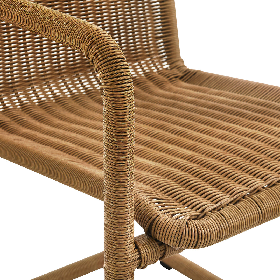 Abacus Outdoor Patio Wicker Dining Chairs Set of 2 in Natural