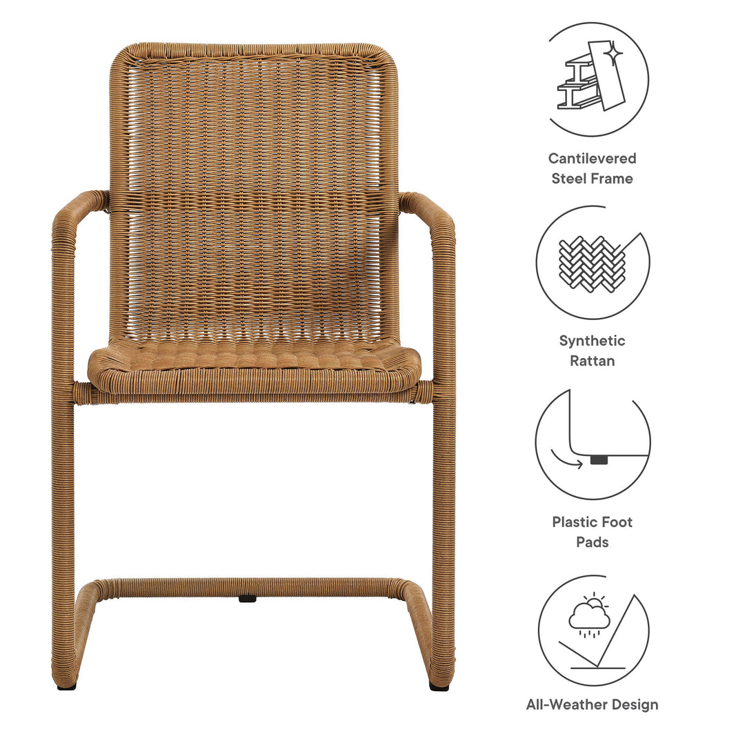 Abacus Outdoor Patio Wicker Dining Chairs Set of 2 in Natural