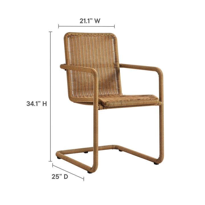 Abacus Outdoor Patio Wicker Dining Chairs Set of 2 in Natural