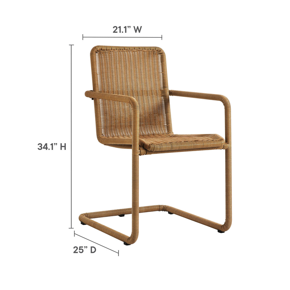 Abacus Outdoor Patio Wicker Dining Chairs Set of 2 in Natural