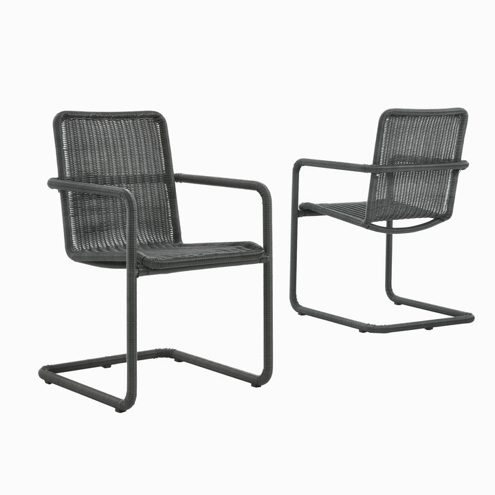 Abacus Outdoor Patio Wicker Dining Chairs Set of 2 in Slate
