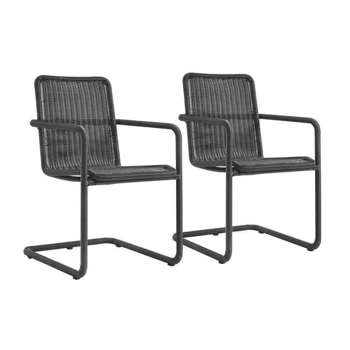 Abacus Outdoor Patio Wicker Dining Chairs Set of 2 in Slate