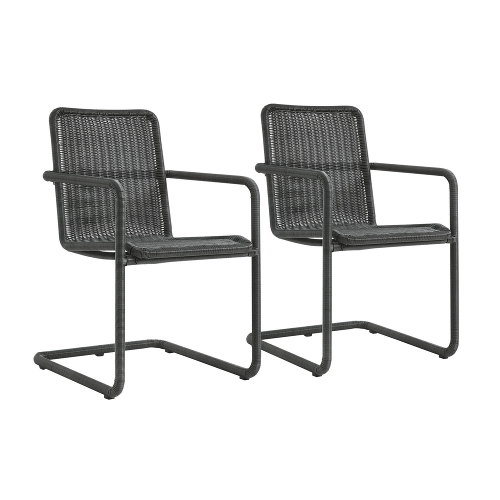 Abacus Outdoor Patio Wicker Dining Chairs Set of 2 in Slate