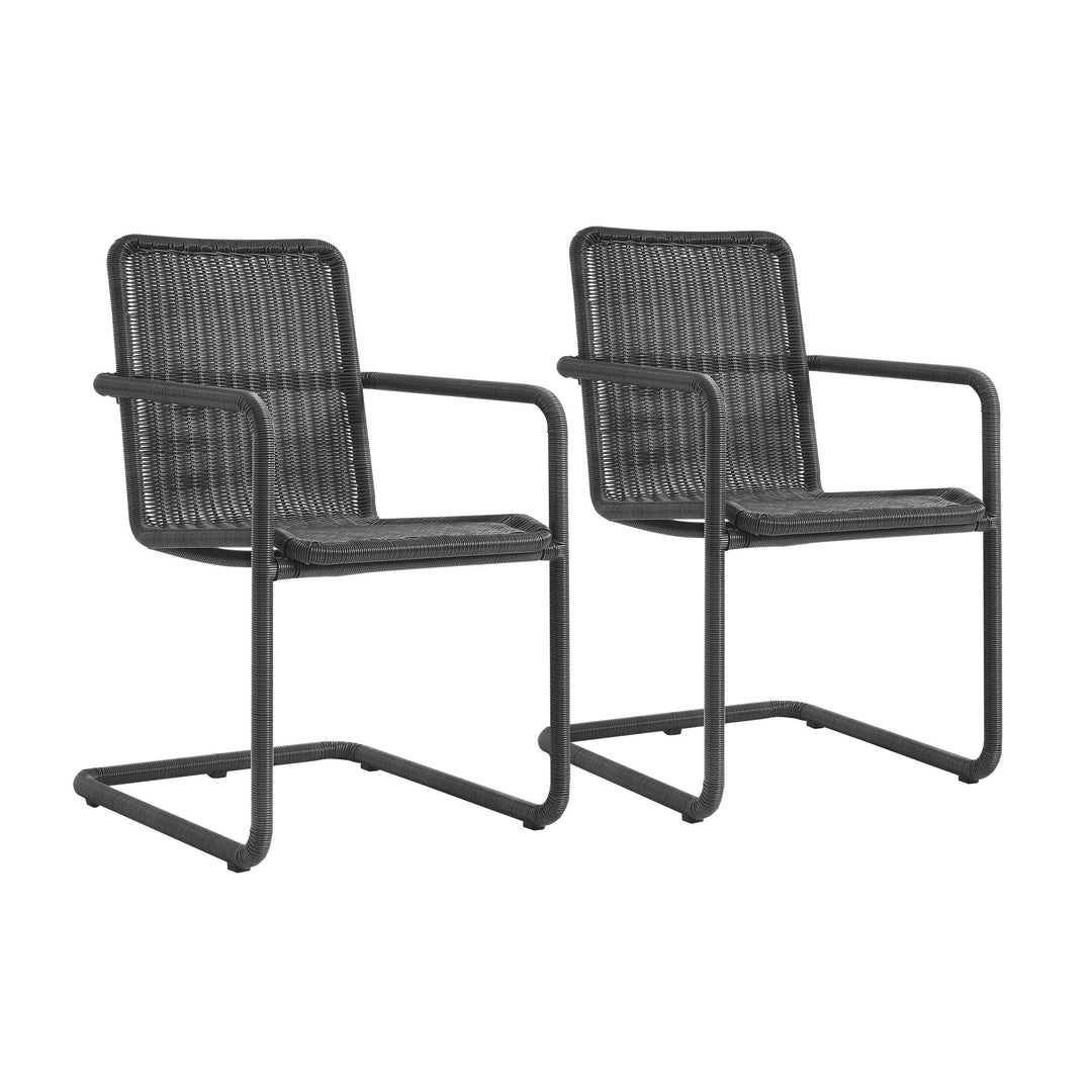 Abacus Outdoor Patio Wicker Dining Chairs Set of 2 in Slate