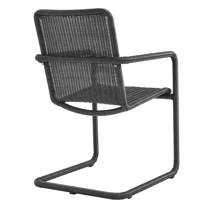 Abacus Outdoor Patio Wicker Dining Chairs Set of 2 in Slate
