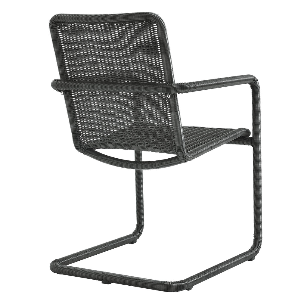 Abacus Outdoor Patio Wicker Dining Chairs Set of 2 in Slate
