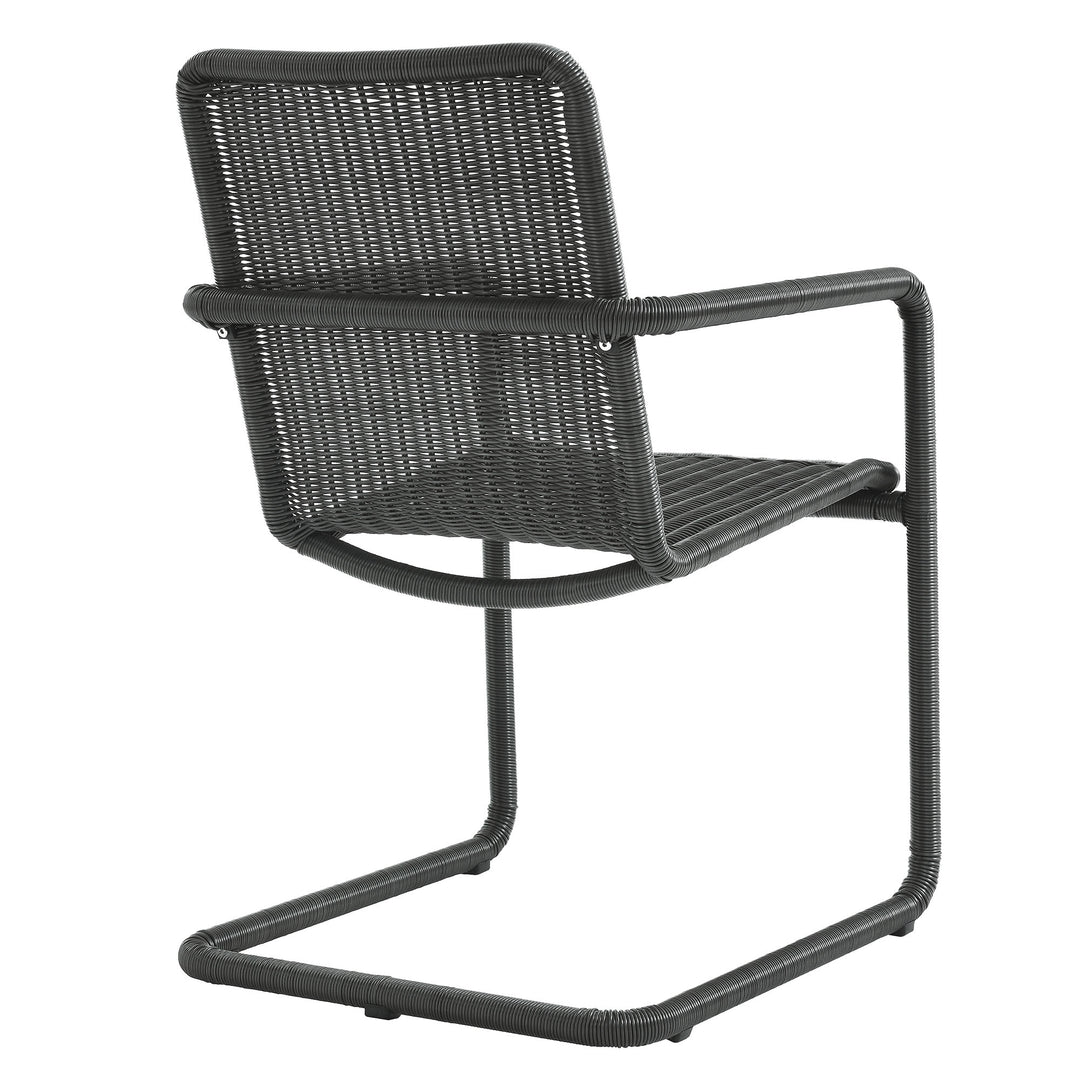 Abacus Outdoor Patio Wicker Dining Chairs Set of 2 in Slate