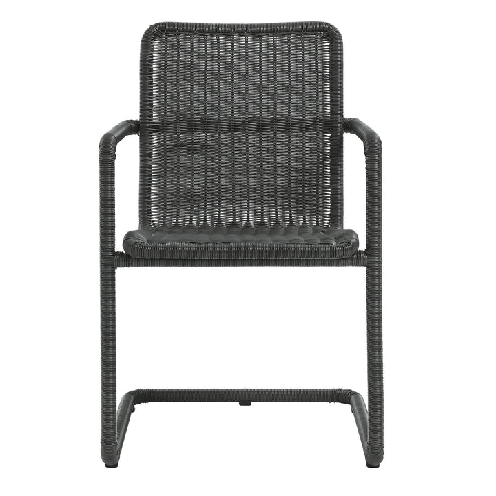 Abacus Outdoor Patio Wicker Dining Chairs Set of 2 in Slate