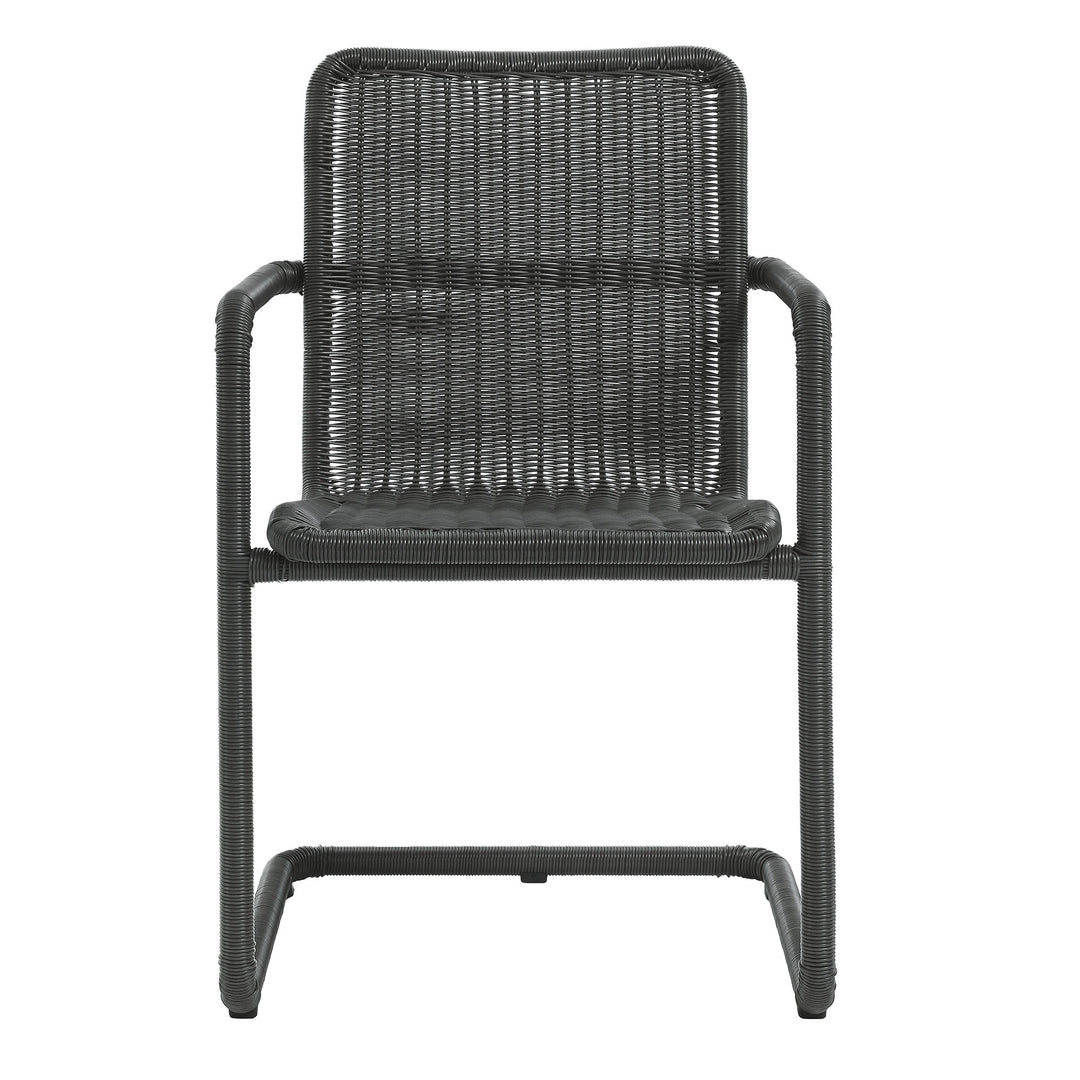 Abacus Outdoor Patio Wicker Dining Chairs Set of 2 in Slate