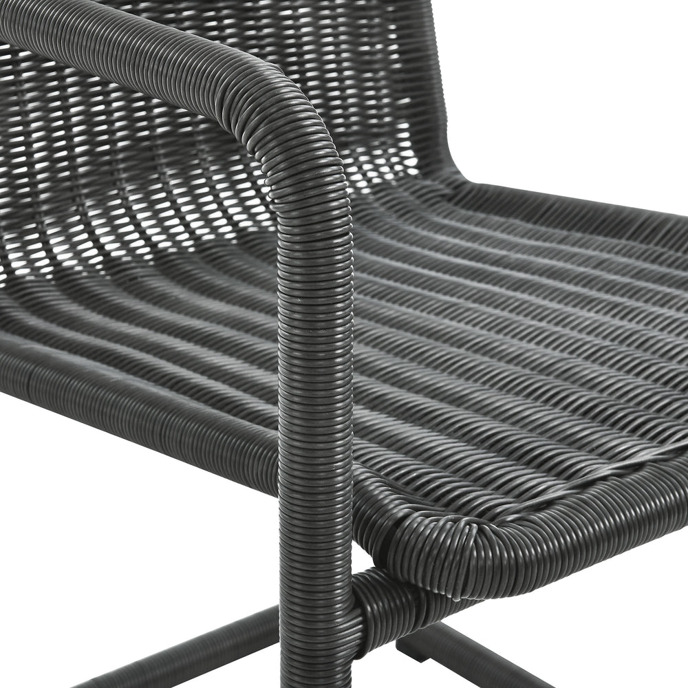 Abacus Outdoor Patio Wicker Dining Chairs Set of 2 in Slate