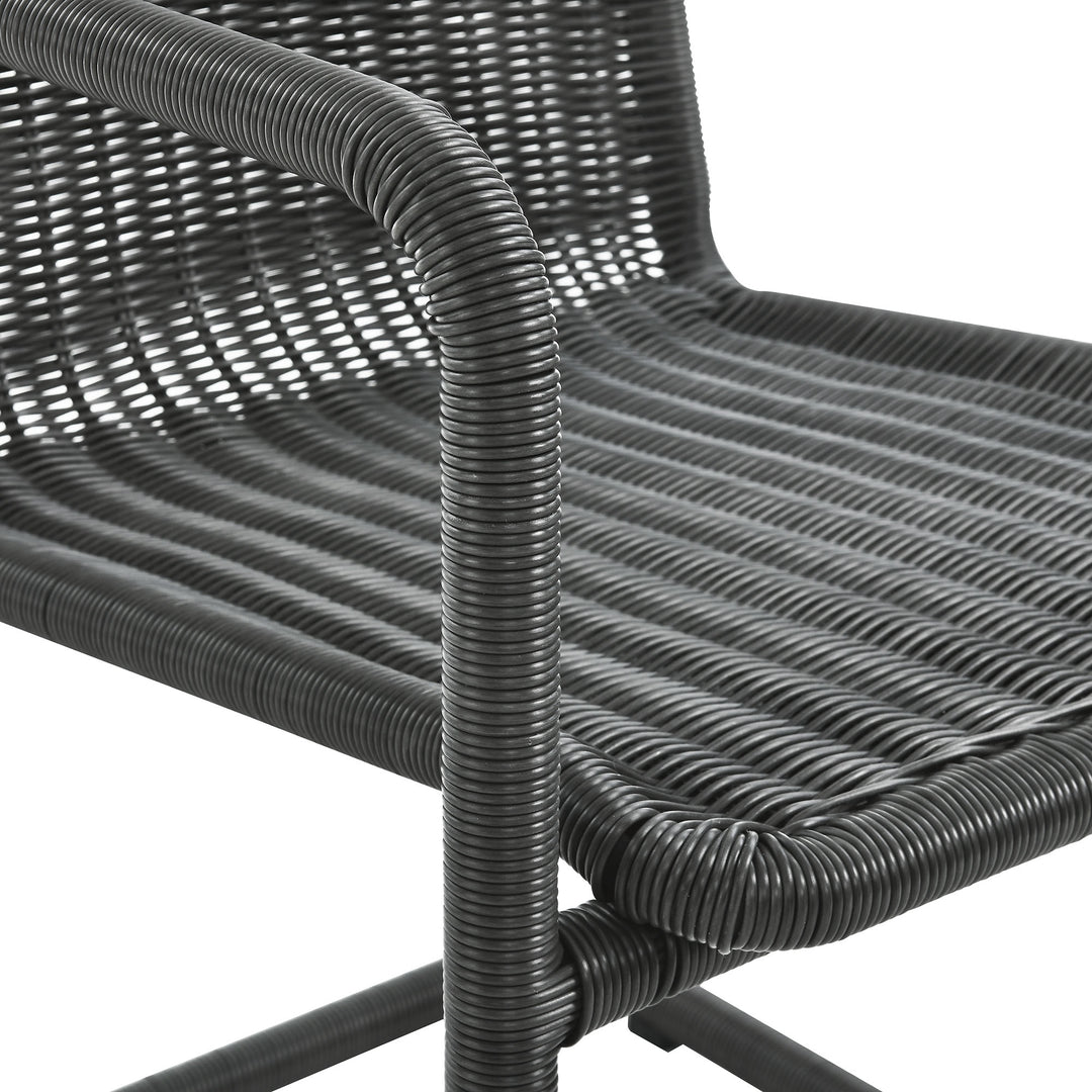 Abacus Outdoor Patio Wicker Dining Chairs Set of 2 in Slate