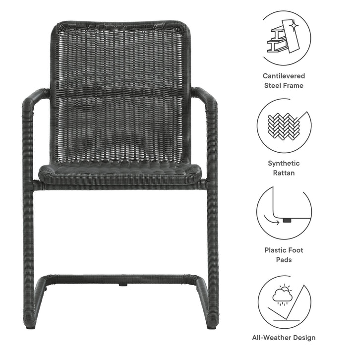Abacus Outdoor Patio Wicker Dining Chairs Set of 2 in Slate