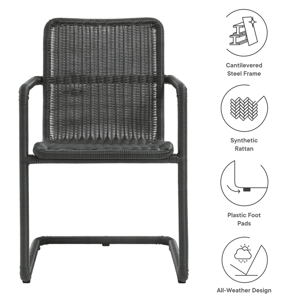 Abacus Outdoor Patio Wicker Dining Chairs Set of 2 in Slate