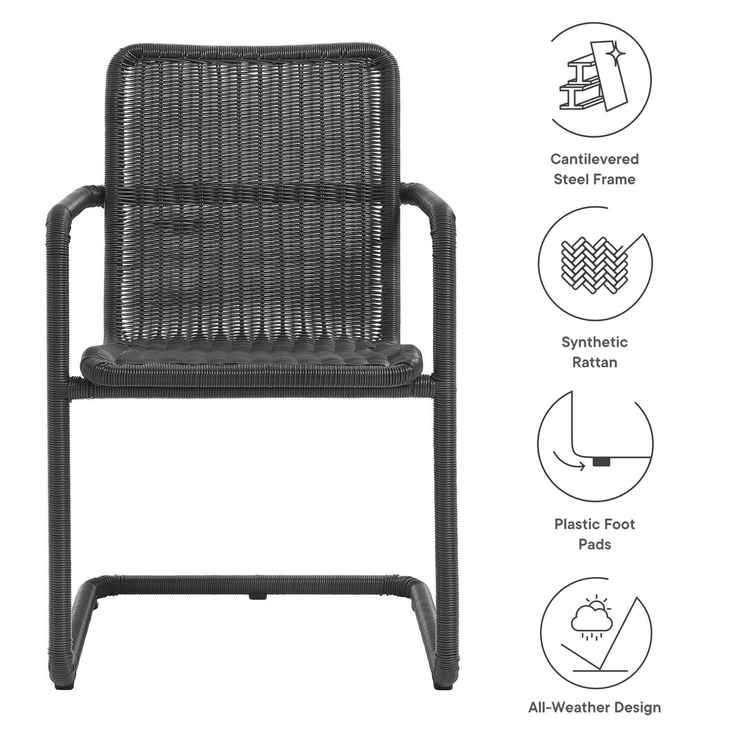 Abacus Outdoor Patio Wicker Dining Chairs Set of 2 in Slate